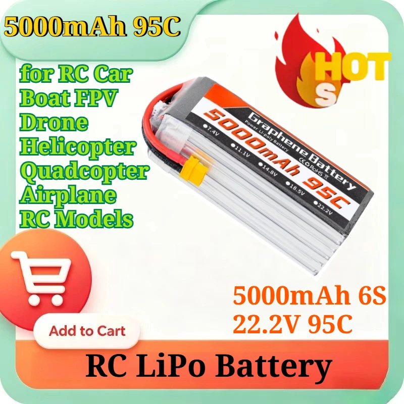 Baterai Lipo Graphene 5000mAh  - 6S Lipo Battery 22.2V 5000Mah ulasan dan harga